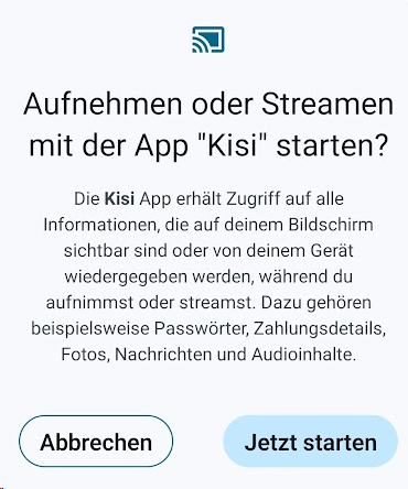 Screenshot Hinweis Android