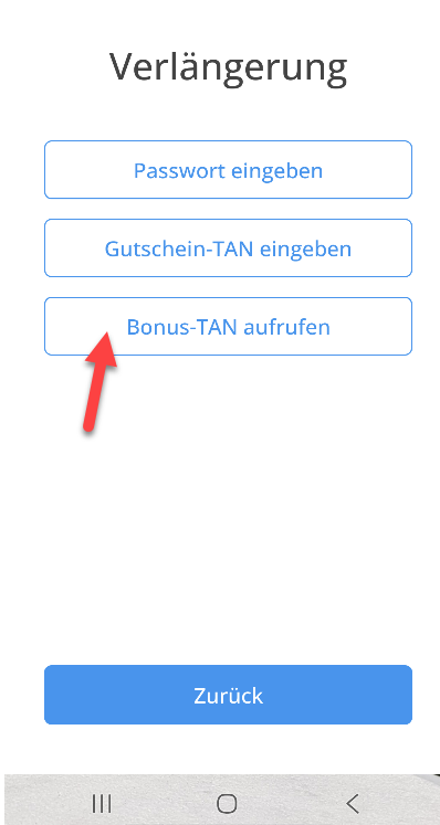 Bonus-TAN auf dem Android-Gerät
