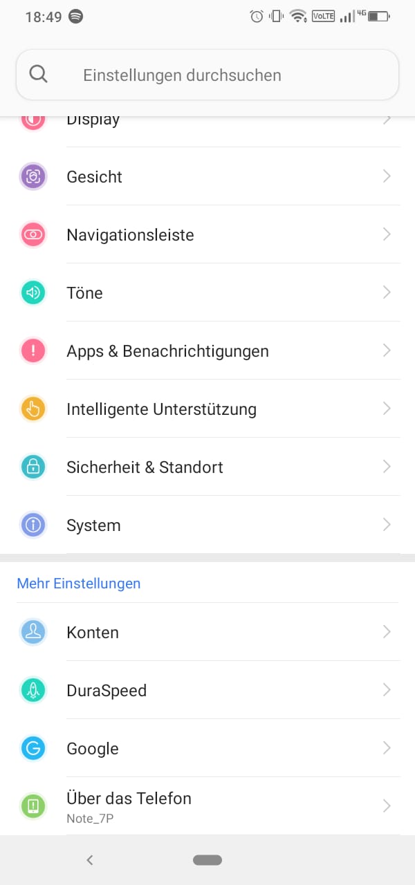Einstellungen mit Eintrag DuraSpeed
