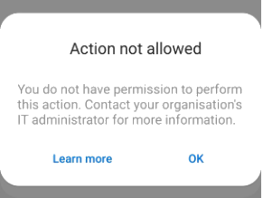 Message d'erreur Android : Action non autorisée