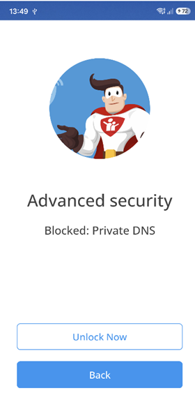 Advanced security block screen on the device