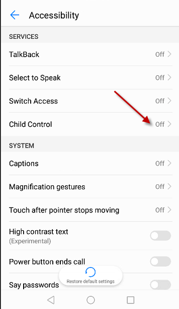 Accessibility services list