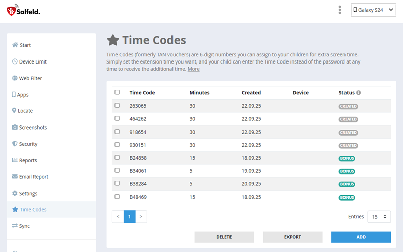 Portal Time Codes