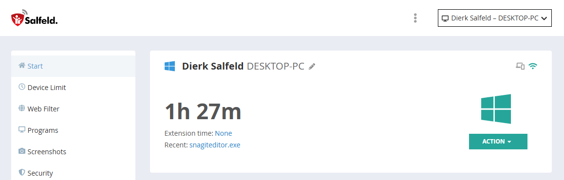 Usage time display