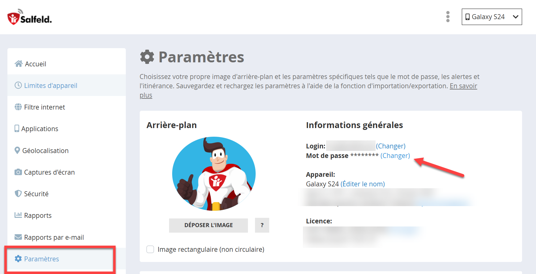 Changer le mot de passe directement dans le portail