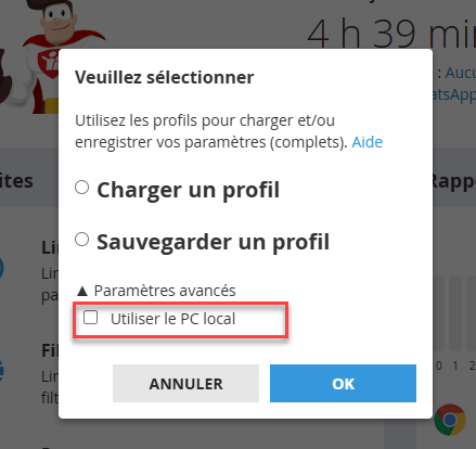 Utilisation d'un PC local