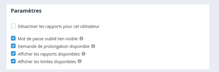 Paramètres