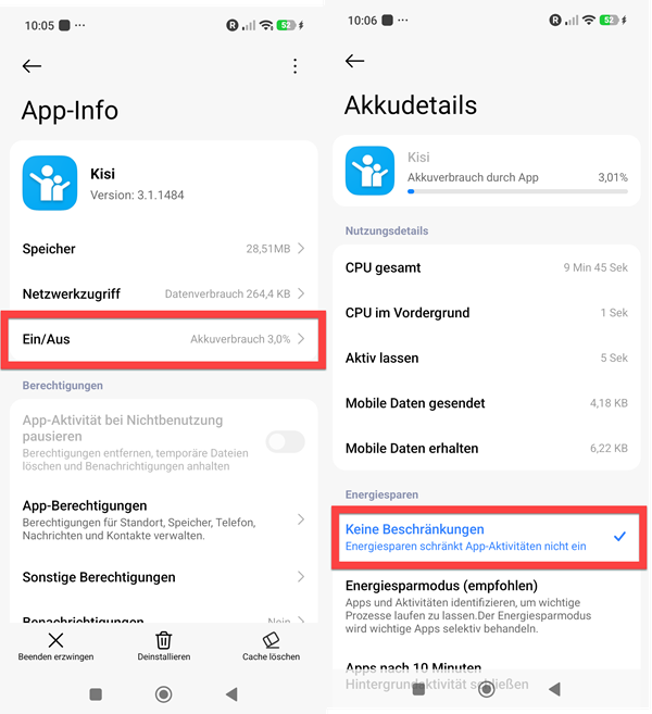Xiaomi Energie Einstellungen Teil 1