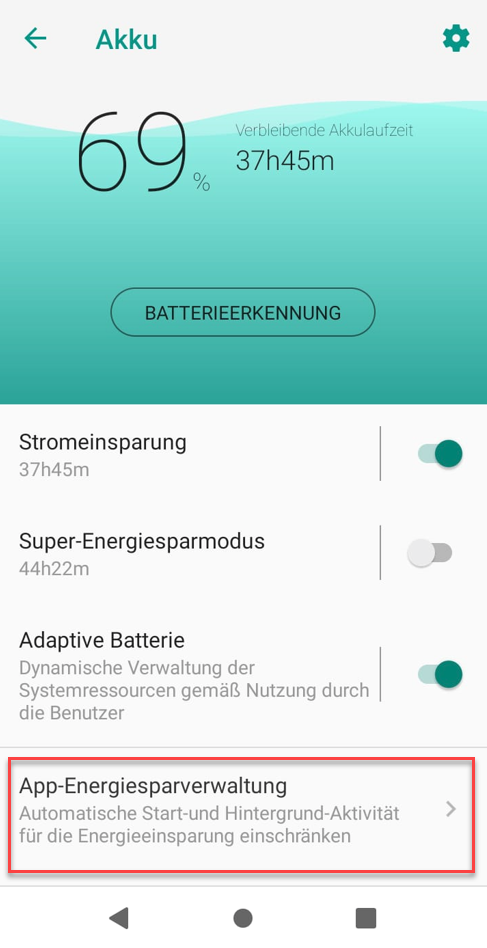 ZTE Akku-Einstellungen